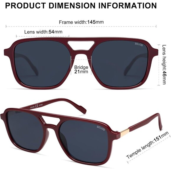 🆕Women Blue Retro Aviator Sunglasses Trendy Rectangle Shades Stylish Design Fit - Picture 5 of 6